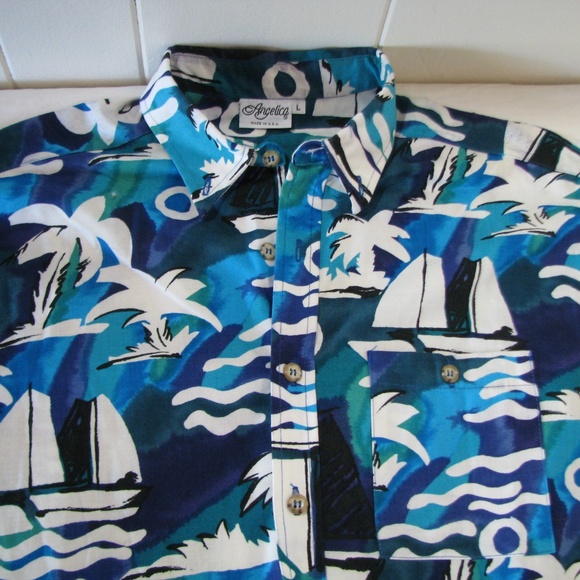 Vintage Angelica Hawaiian Shirt Made in USA - Picture 2 of 4